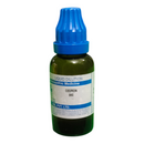Bottle of liquid dilution with blue cap on a white background