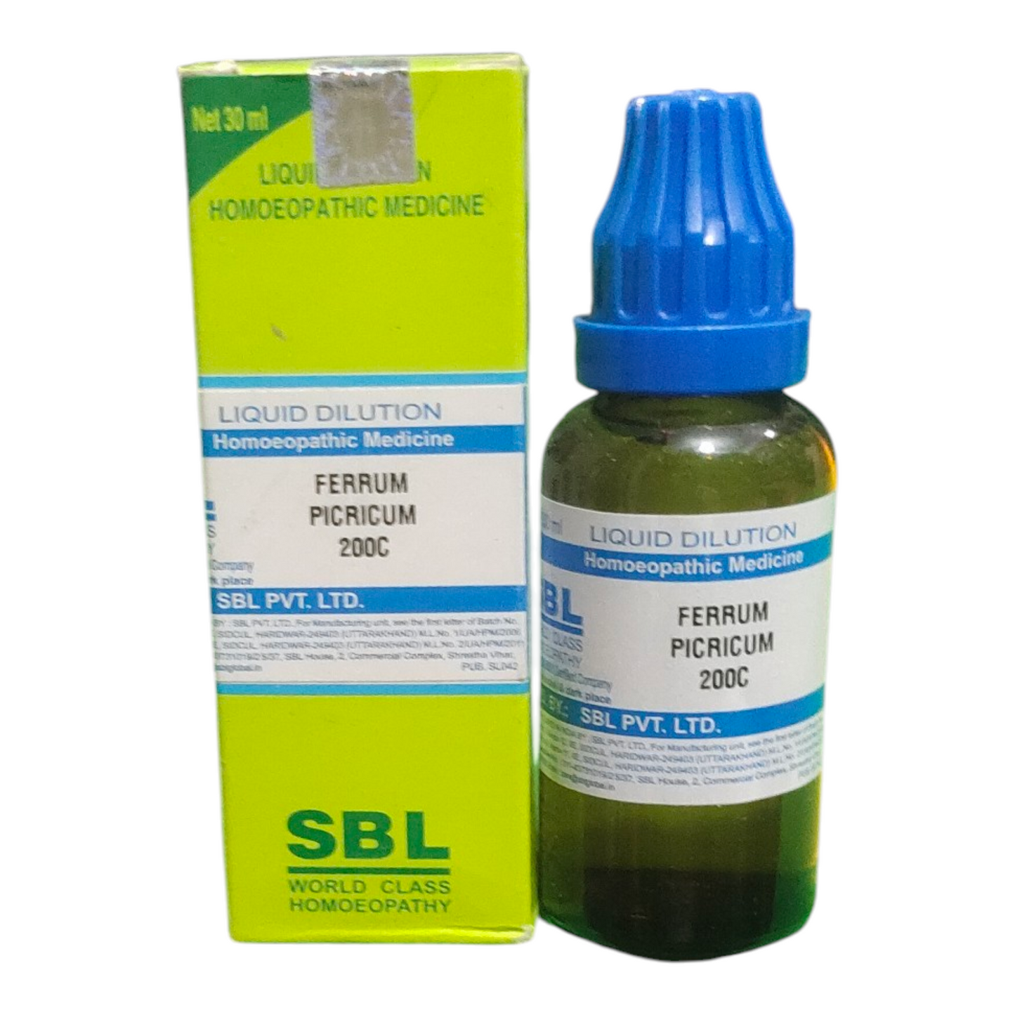 SBL homeopathic medicine bottle and packaging on a white background