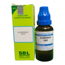 Bottle and box of SBL Gloninum 200C homeopathic medicine on a white background