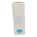White box with blue text and logo on a white background