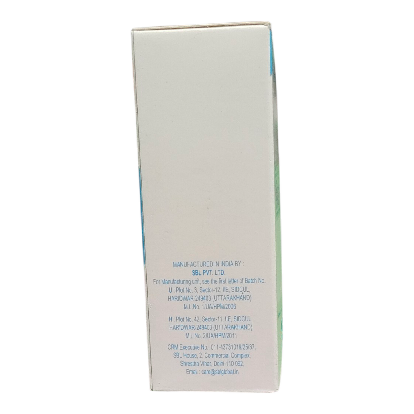 White box with blue text on a white background