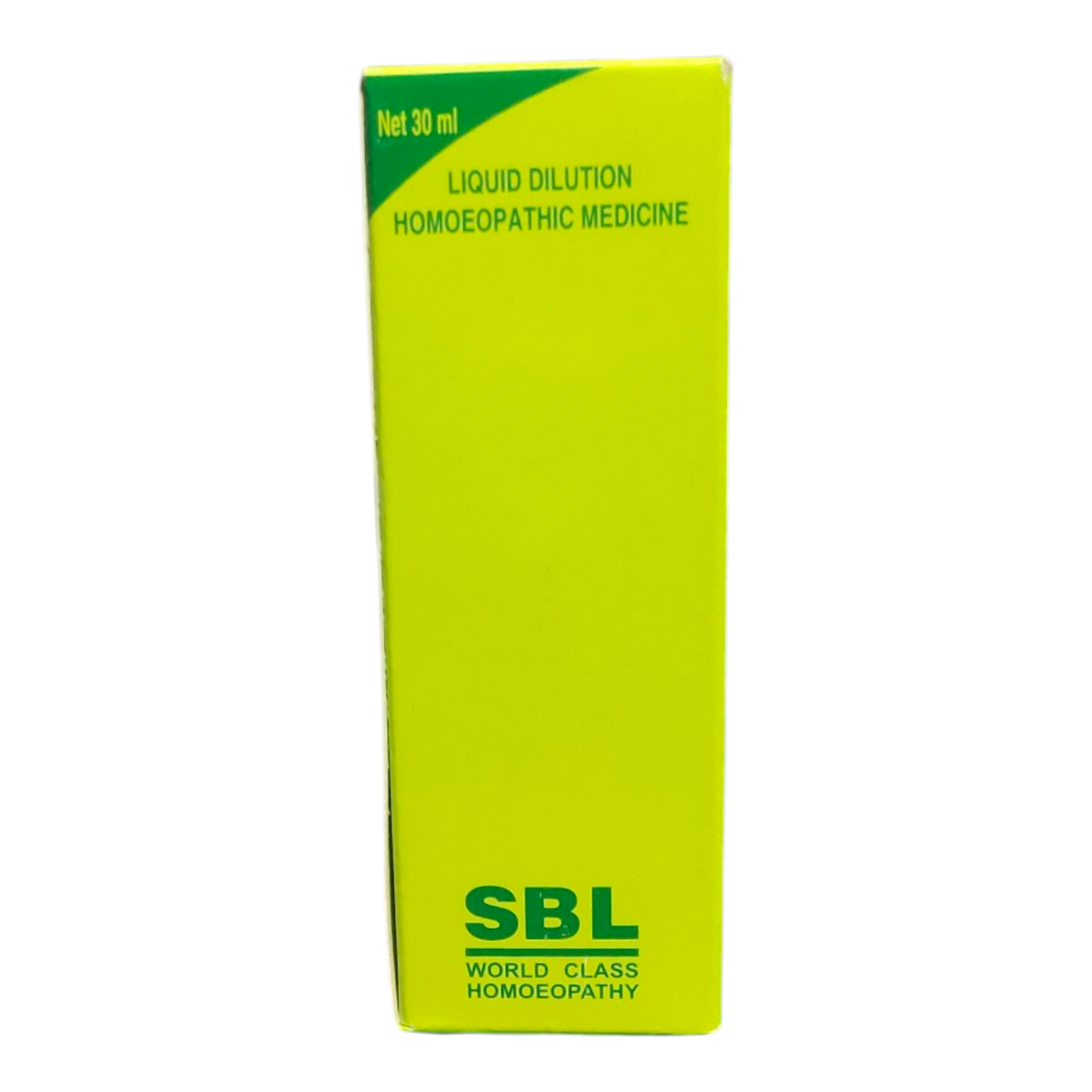 SBL homoeopathic medicine box with green label on a white background
