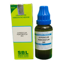 SBL Hypericum Perforatum 30C homeopathic medicine bottle and packaging on a white background