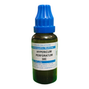 Bottle of Hypericum Perforatum 30C liquid dilution on a white background
