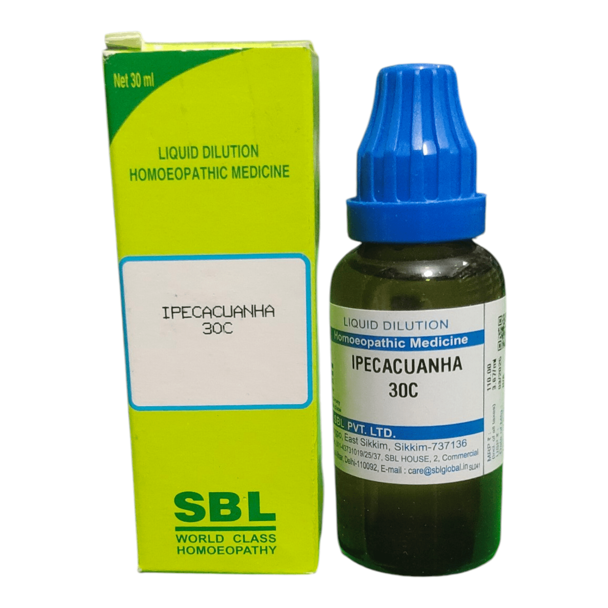 SBL IPECACUANHA 30C HOMEOPATHIC MEDICINE 30ML - Liquid - Bhanu Pratap