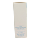 White product packaging with blue text on a white background