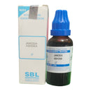 Bottle and box of Janosia Ashoka SBL Mother Tincture on a white background