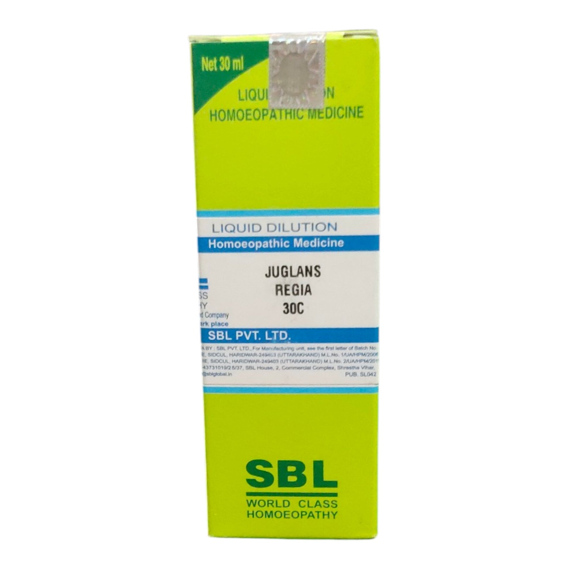 SBL JUGLANS REGIA 30C HOMEOPATHIC MEDICINE 30ML - Liquid - Bhanu Pratap