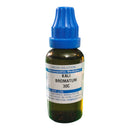 Bottle of Kali Bromatum 30C liquid dilution with blue cap on a white background