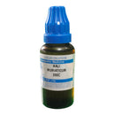Bottle of Kali Muriaticum 200C liquid dilution on a white background