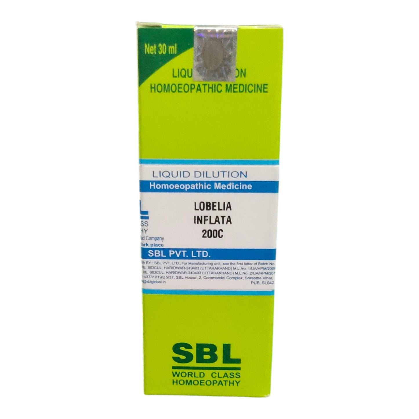 SBL LOBELIA INFLATA 200C HOMEOPATHIC MEDICINE 30ML - Liquid - Bhanu Pratap