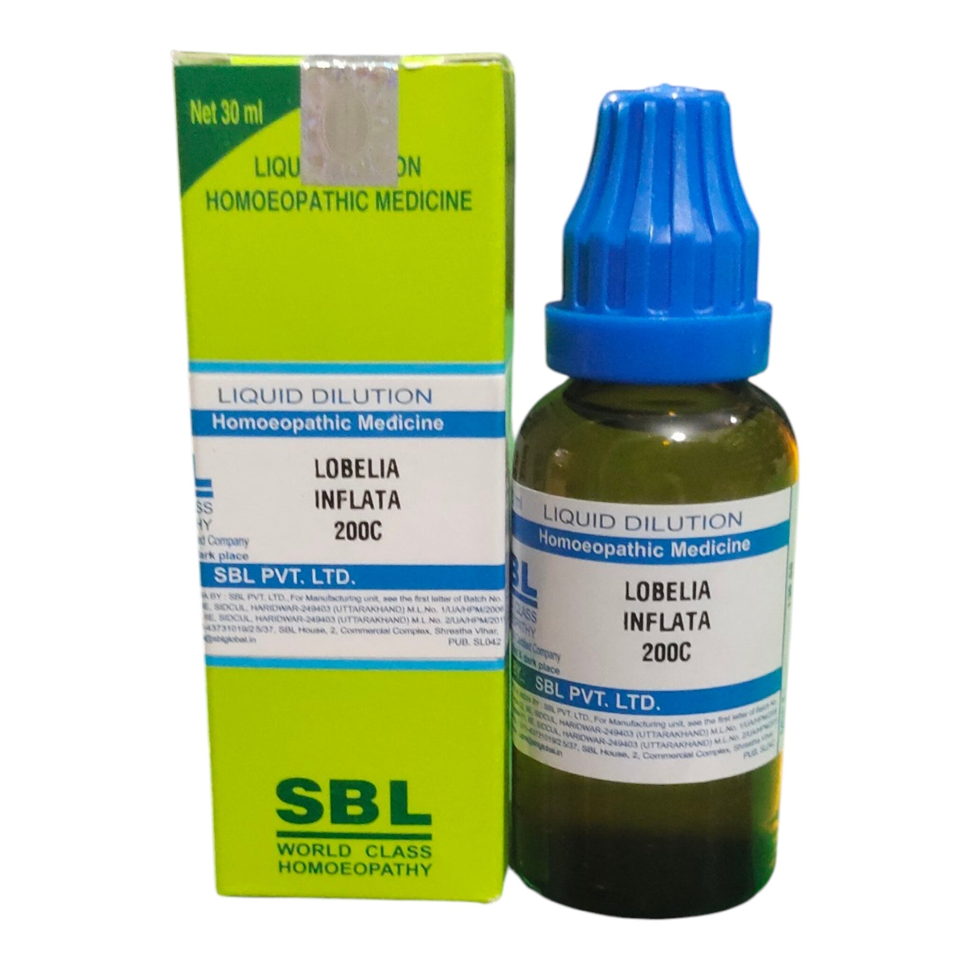 SBL LOBELIA INFLATA 200C HOMEOPATHIC MEDICINE 30ML - Liquid - Bhanu Pratap