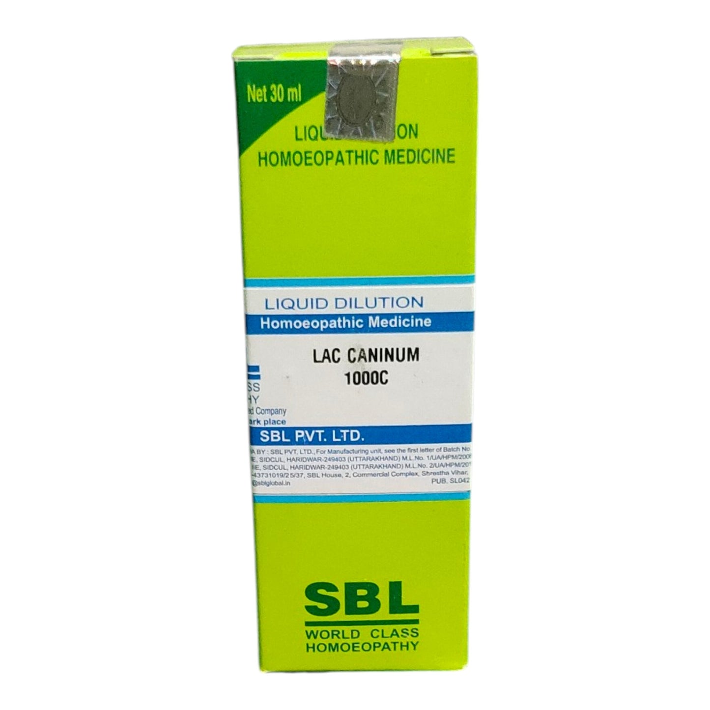 "SBL Lac Caninum 1000C 30ml – Homeopathic medicine for sore throat, tonsillitis, and breast pain"