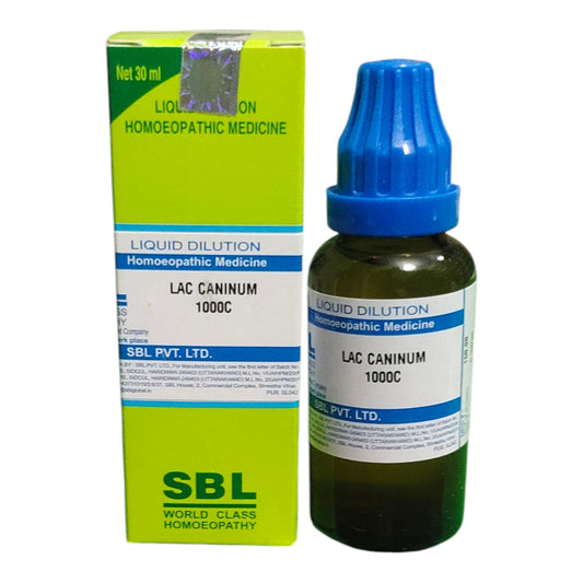 "SBL Lac Caninum 1000C 30ml – Homeopathic medicine for sore throat, tonsillitis, and breast pain"
