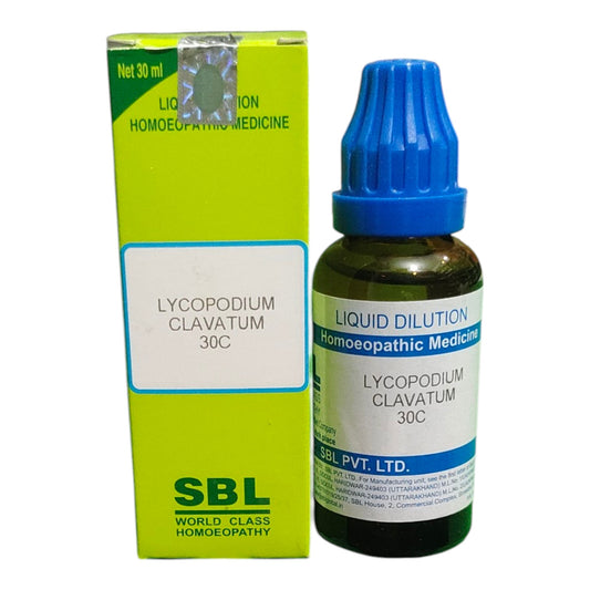 SBL Lycopodium Clavatum 30C 30ml – Homeopathic medicine for gas, bloating, indigestion, constipation, and liver health