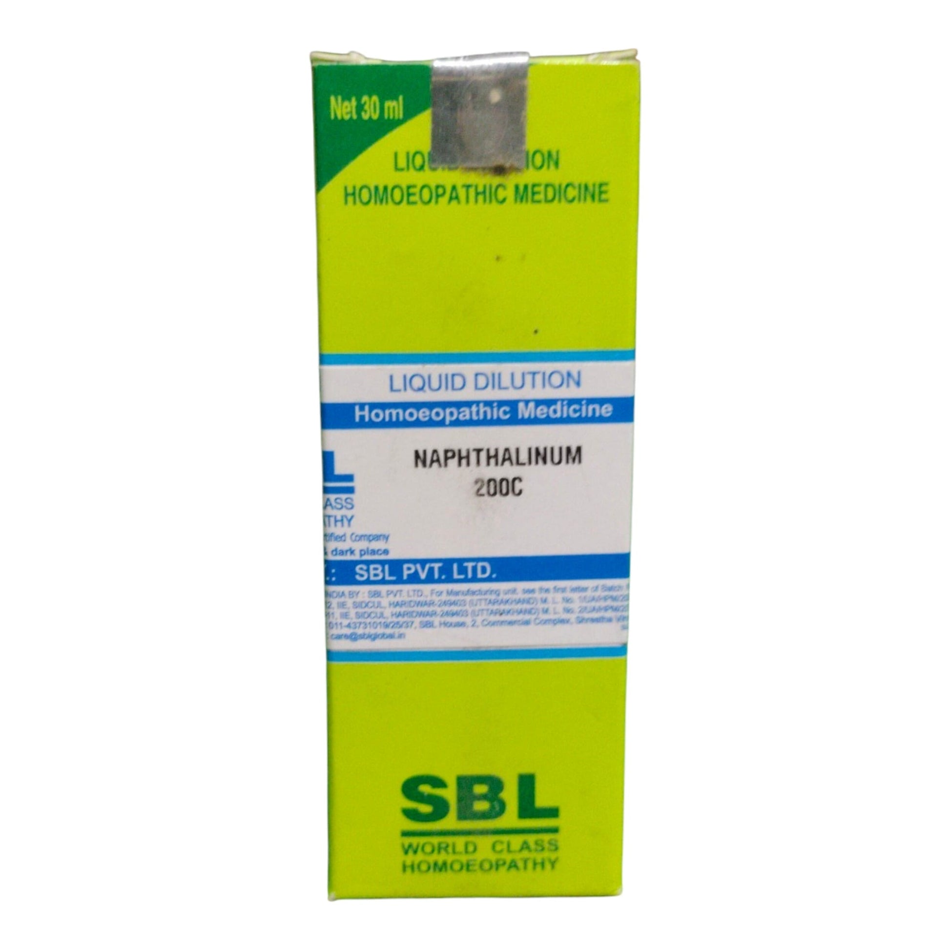 A green and white cardboard box of SBL PVT. LTD.