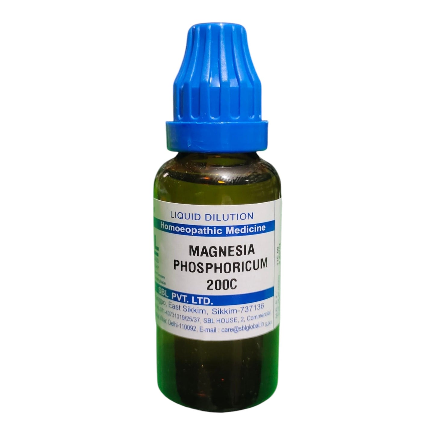 A bottle of Magnesia Phosphoricum 200C liquid dilution homeopathic medicine by PVT. LTD.