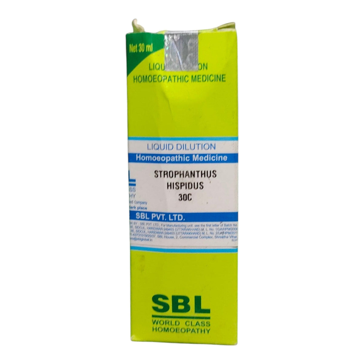 A 30ml box of SBL PVT. LTD.