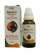 KRIG'S 116 MIGRAINE & NEURALGIA DROPS HOMEOPATHIC MEDICINE 30ML bottle and packaging image.