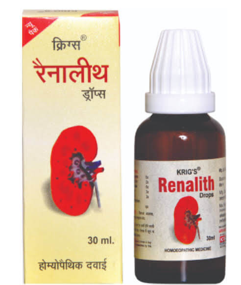"KRIG'S Renalith Drops Homeopathic Medicine 30ml for kidney stones, renal calculi relief and urinary health support"