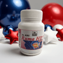 Dr. RBS Ruma HD capsule bottle with festive balloons and stars in the background