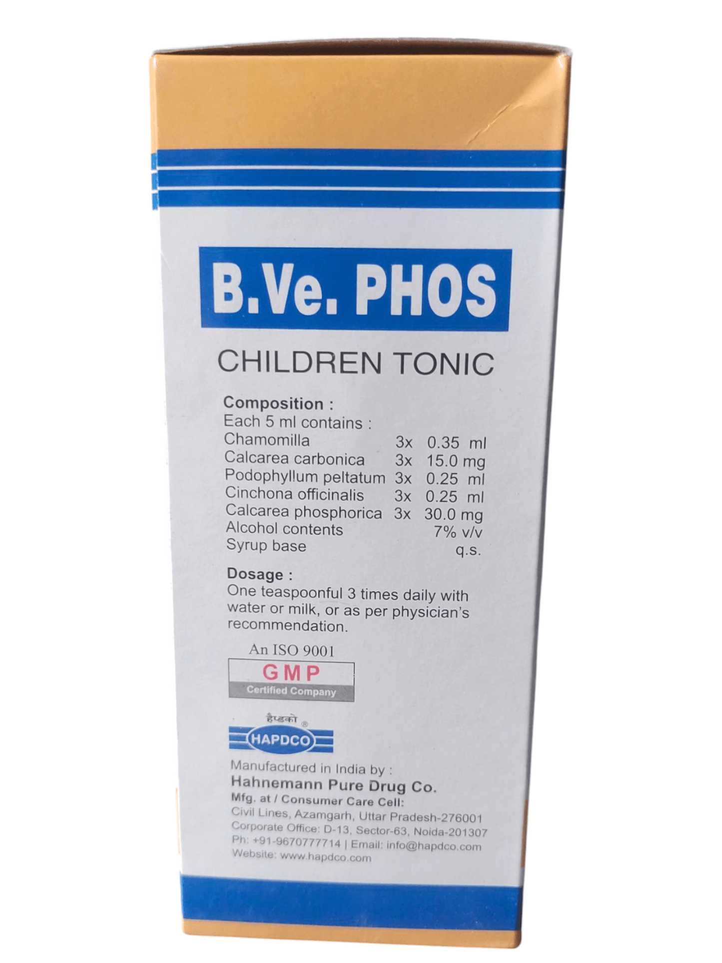 Box of B.Ve. Phos Children Tonic with blue and white design
