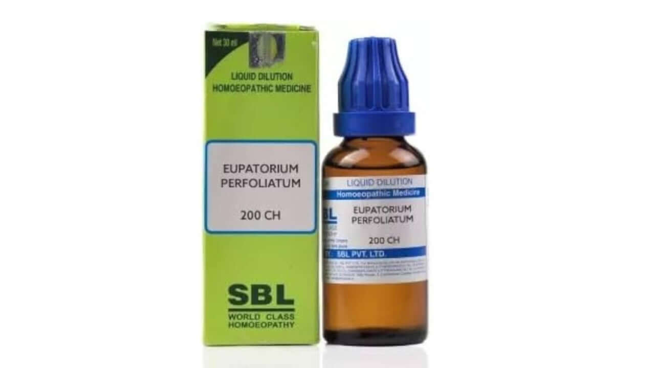 SBL Eupatorium Perfoliatum homeopathic medicine bottle and packaging on a white background