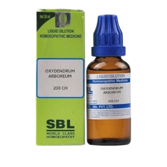 SBL Oxydendrum Arboreum homeopathic medicine bottle and packaging on a white background