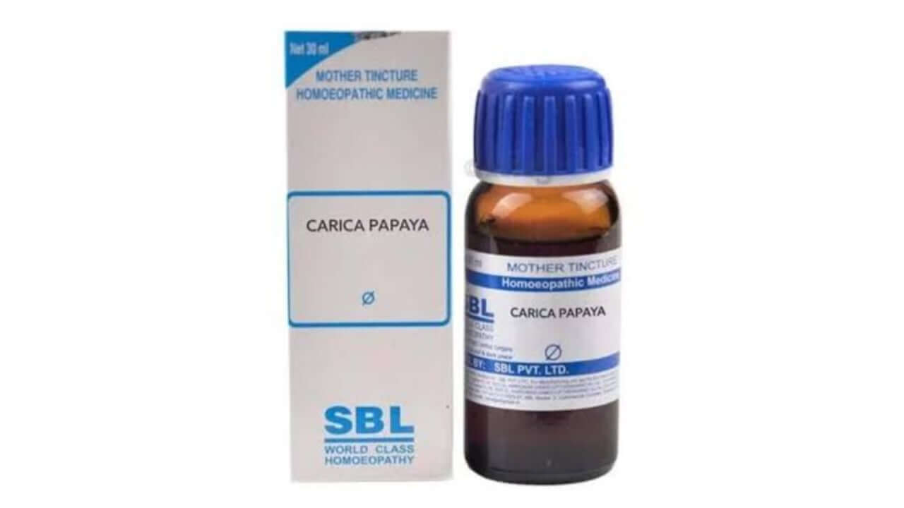SBL Carica Papaya homeopathic medicine bottle and packaging on a white background