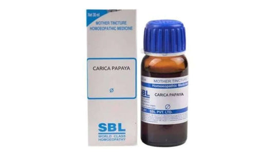 SBL Carica Papaya homeopathic medicine bottle and packaging on a white background