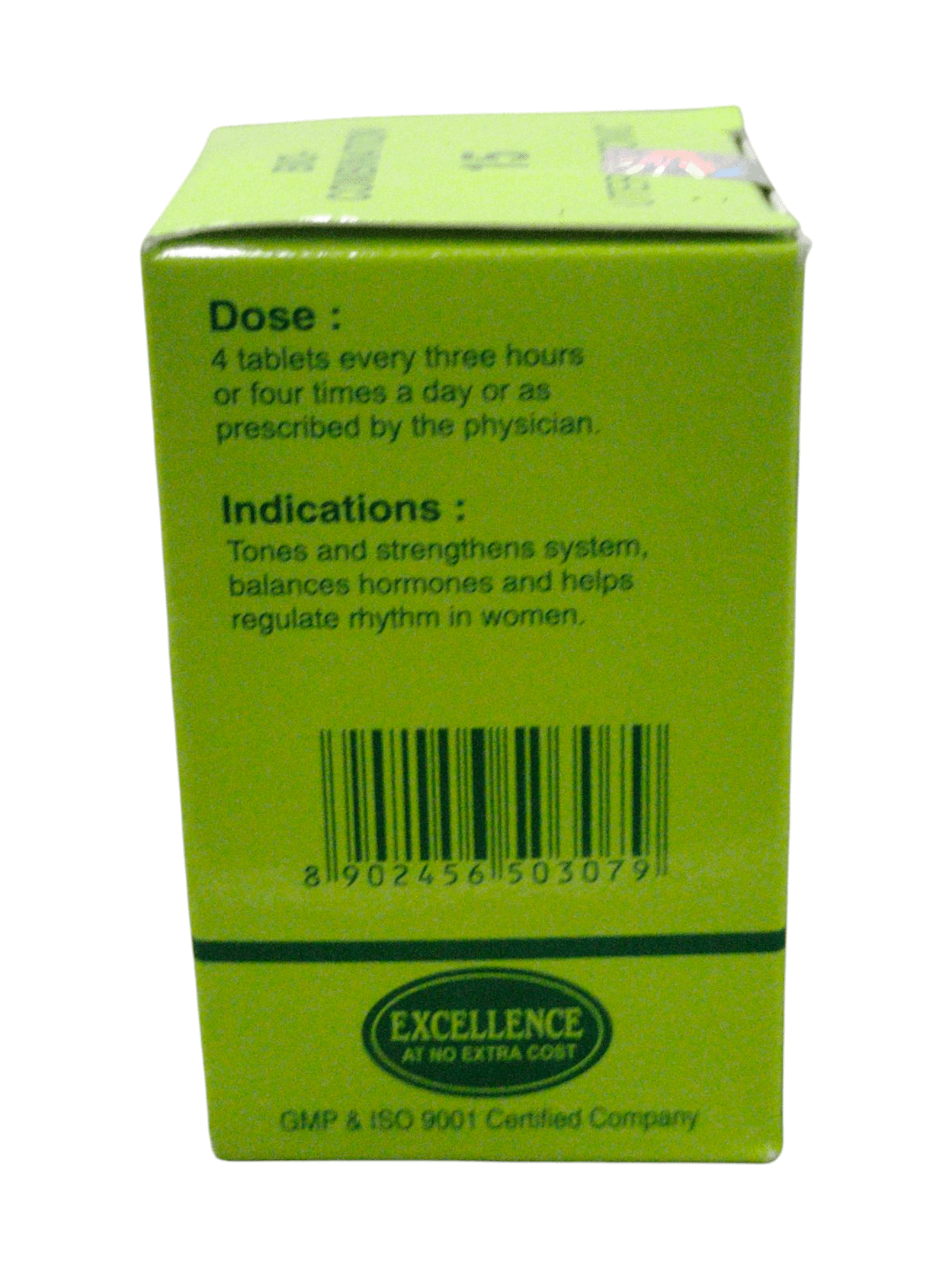 SBL Bio-Combination 15 tablet box side showing dosage and benefits for menstrual health and hormonal balance.