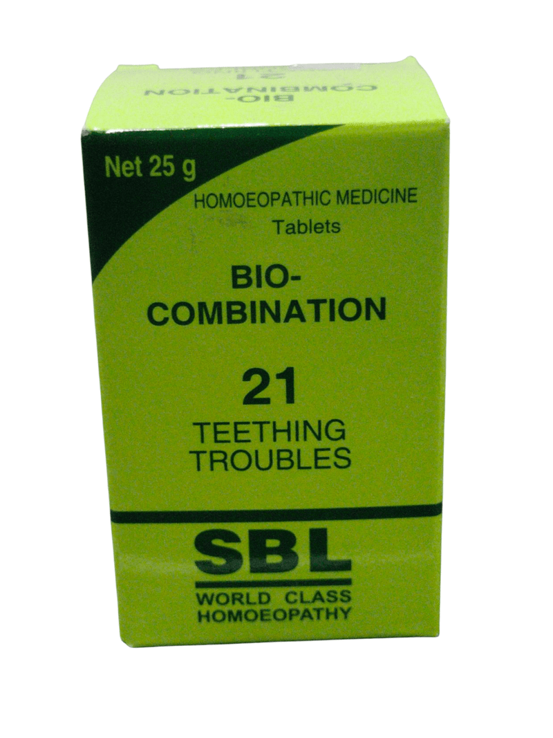 SBL Bio-Combination 21 Homeopathic Medicine for teething troubles in infants, 25g pack.