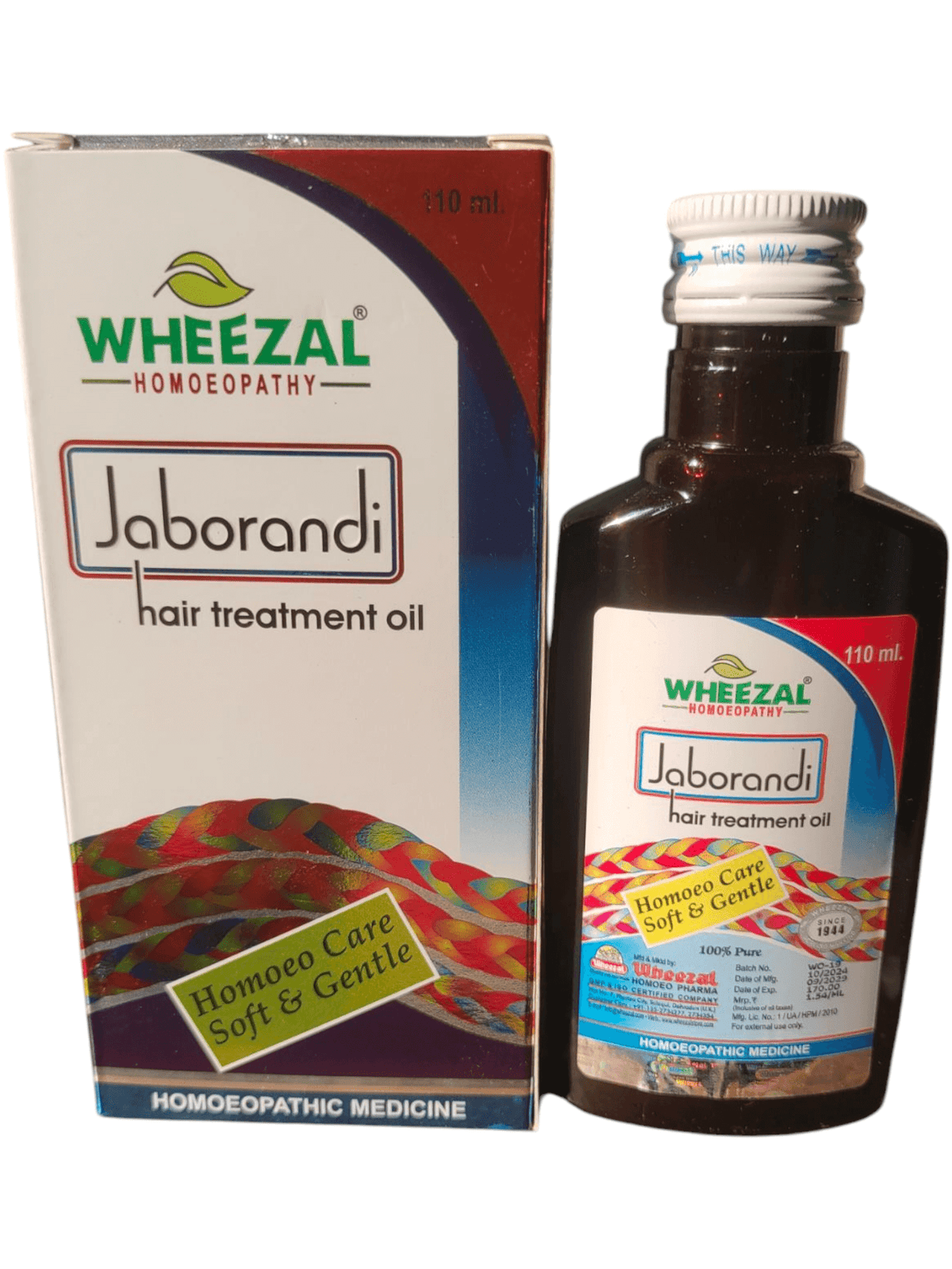 Wheezal Homeopathy Jaborandi Hair Treatment Oil for hair fall control, dandruff relief, and natural hair growth support.